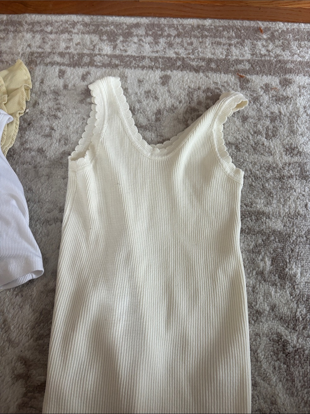 OLAY Cream Ribbed Scallop-Edge Tank